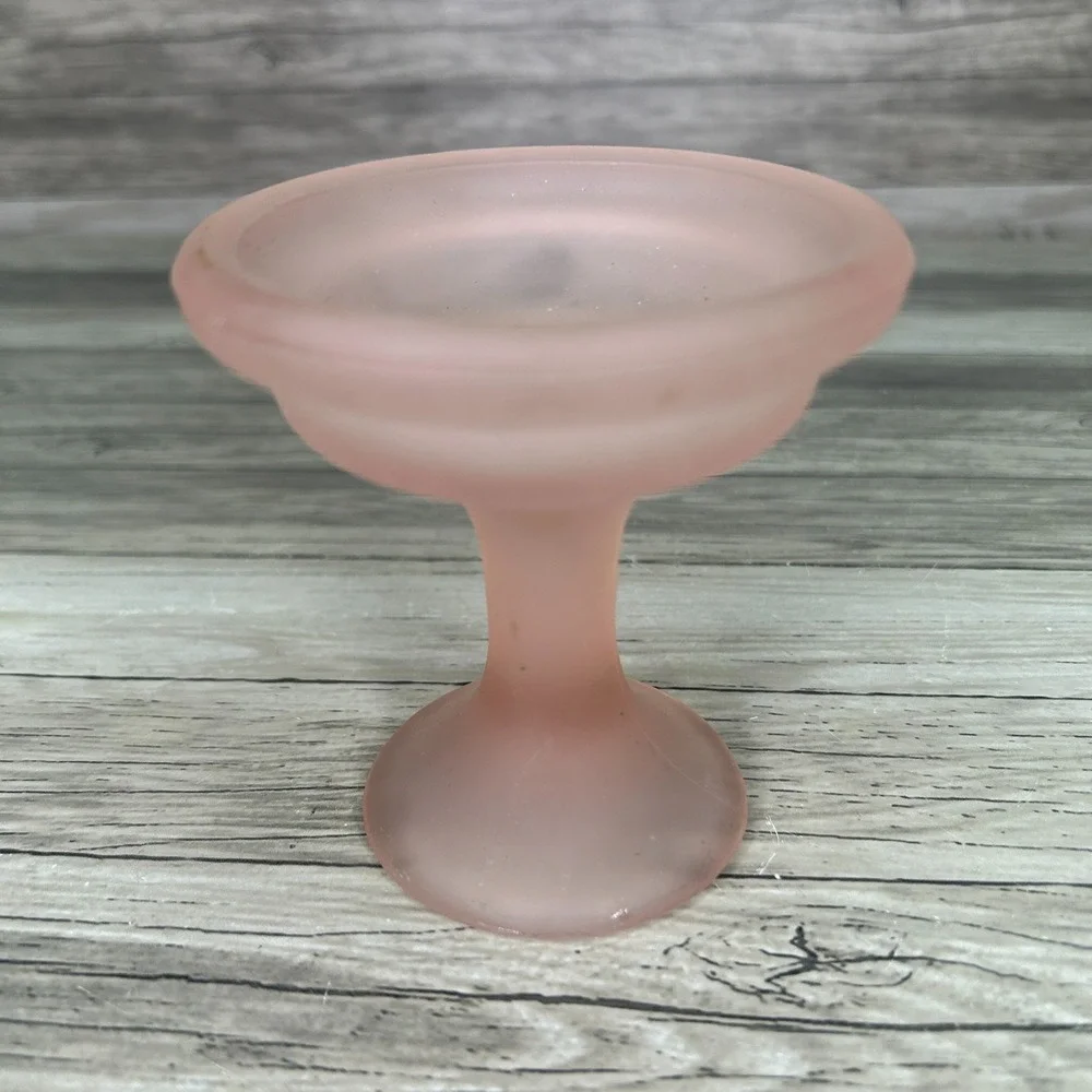 Fairy Lamp Pink Frosted Satin Glass Tea Candle Holder BASE ONLY